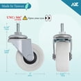 thumbnail image 2 of M6 Threaded Stem Caster Wheels, 2 Inch PVC Silent, No Noise and No Scratch Castor Wheels, Replacement for Tiny Shelving, Slide Storage Cart for Office, Kitchen & Laundry Room, Set of 2 Brake 2 Swivel, 2 of 4