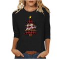 thumbnail image 2 of Lolmot Merry Christmas Shirts for Women Leopard Plaid Christmas Tree Graphic Print Baseball T-Shirt 3/4 Sleeve Round Neck Holiday Tops, 2 of 4