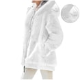 thumbnail image 2 of Women's Fuzzy Fleece Jacket Hooded Color Block Patchwork Cardigan Coat Winter Warm Sherpa Outerwear with Pocket, 2 of 7