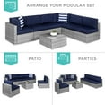 thumbnail image 3 of Best Choice Products 7-Piece Outdoor Modular Patio Conversation Furniture, Wicker Sectional Set - Gray/Navy, 3 of 8