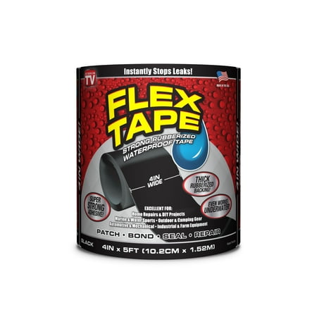 Flex Tape Rubberized Waterproof Tape, 4 inches x 5 feet, (Best Water Seal For Brickwork)