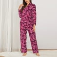 KLL Pink Butterfly Print Women's Long Sleeve Pajamas with Pants