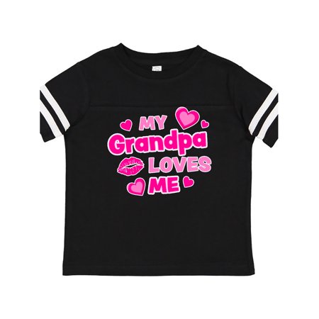 

Inktastic My Grandpa Loves Me with Hearts and Kiss Gift Toddler Boy or Toddler Girl T-Shirt