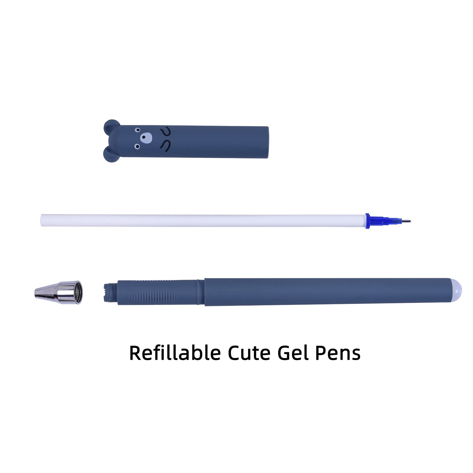 0.4mm Erasable Gel Pens 12 Pack Cute Cartoon Animal Rollerball Gel Ink  Pens, Black Ink Refillable Pens for Adult Writing Kids Calligraphy Note  Taking. (Black 12) 