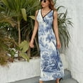 thumbnail image 6 of Blue Chinoiserie Toile Farming Sleeveless Dress Dresses Women Summer Evening Dresses Ladies Bohemia Long Dresses, 6 of 9