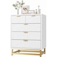 thumbnail image 1 of Commode Blanche pour Chambre, Commode 5 Tiroirs avec Grand Rangement, Organisateur de Coffre Moderne avec Pattes en Métal, Commode pour Chambre, Salon, Entrée, 1 of 7