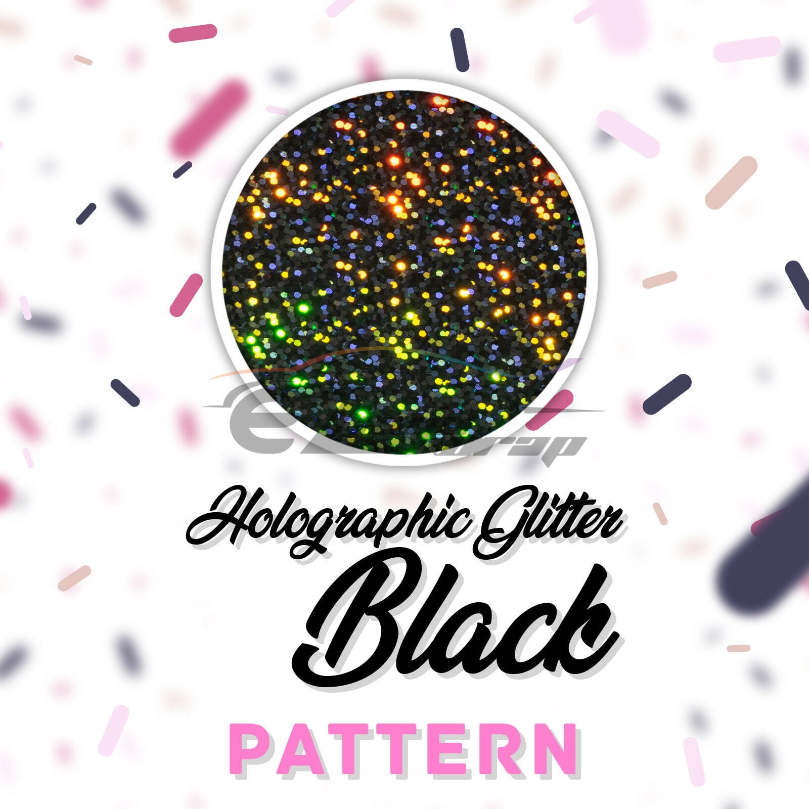 Essmo™ Holographic Glitter Black Heat Transfer Vinyl HTV T-Shirt 20" Iron Press SP09 20"x72"