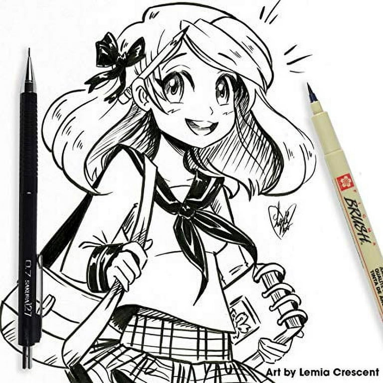Sakura Pigma Manga Comic Pro Drawing Set of 8 Pieces, Black Ink