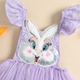 thumbnail image 6 of Douhoow Infant Baby Girls Easter Bunny Romper Dress Embroidery Fly Sleeve Tulle Bodysuit, 6 of 9