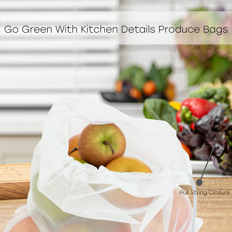 Kitchen Details Sanitized 3 Pack Reusable Cotton Mesh Produce Bags