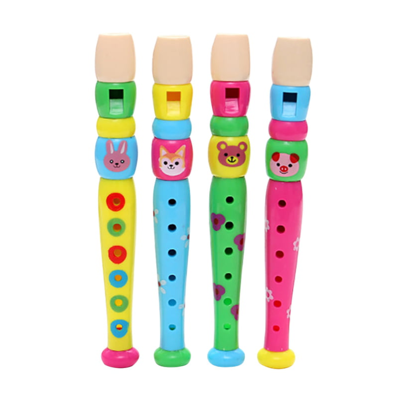 8 PCS Wooden Animal Heads Whistles Flute Musical Instrument Child Party Toy 