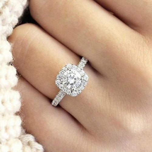 New Women Hollow Openwork Zircon Rhinestone Finger Ring Bridal Jewelry Gift Litt