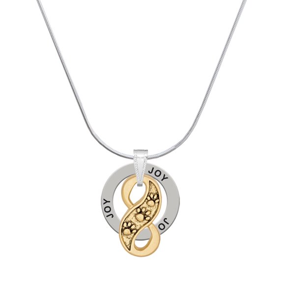 Delight Jewelry Goldtone Paw Prints Infinity Joy Ring Charm Necklace, 18"
