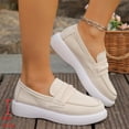 thumbnail image 4 of Viluyesy Womens Slip-On Loafers, Thick Sole Round Toe Comfort Casual Business Suede Shoes Beige, 4 of 9