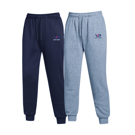 VICTPOPU Solid Color Casual Jogger Set, Two-piece Casual/Walking Outfit, Simple and Comfortable Sports Pants, Men's and Women's Clothing，Navy/Grey-XL