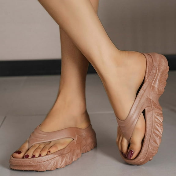 Wowcloth Women's Thick Sole Wedge Sandals – Fashionable Thong Beach Slides with Arch Support for Spring Summer Casual Outdoor Wear,Plus Size
