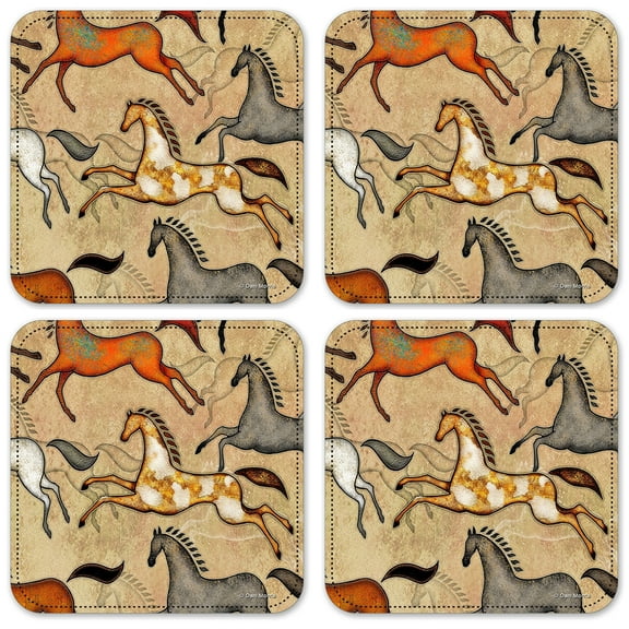 Vinyl Drink Coasters - Set of 4 - Southwest Horses - Image by Dan Morris