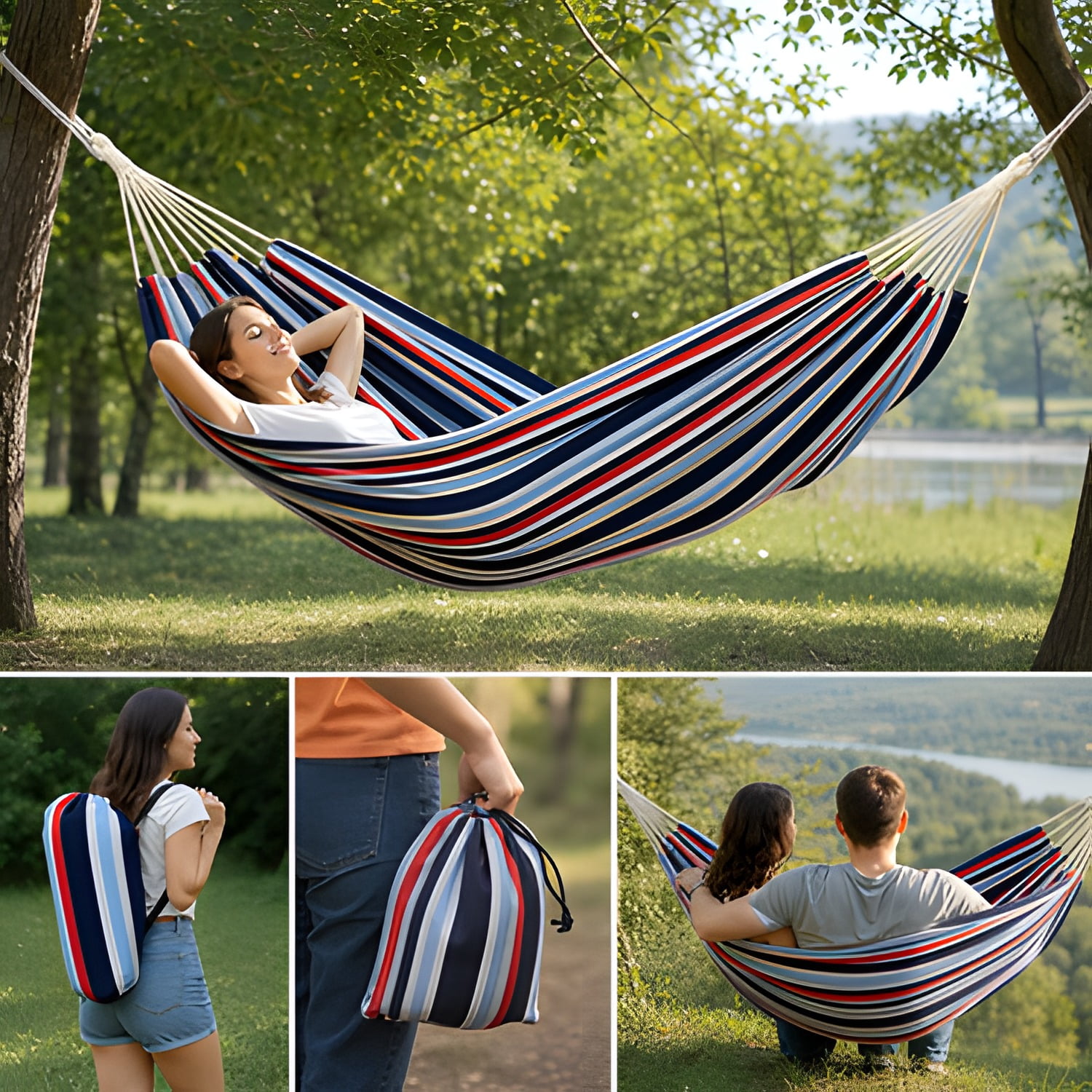 Portable Tree Hammock, Double Hammocks 2 Person with Outer Bag