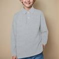 thumbnail image 2 of Kogui Polo Shirts for Boys School Boys Classic Plain Polo Shirt Long Sleeve Half Button Down T-Shirt Top Soft Bassic Blouse Toddler School Uniform Tee Size 18 24 Months (Grey,18-24 Months), 2 of 5