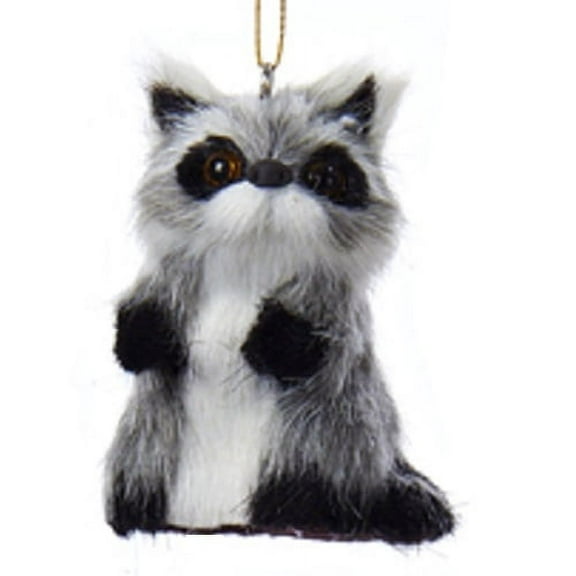 Winter Light Decorative Gray Plush Woodland Raccoon Christmas Ornaments 2.25"