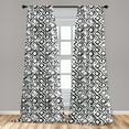 thumbnail image 5 of Ambesonne Rhombus Print Curtains, Hand Drawn Streaks, Pair of 28"x84", Charcoal Grey and White, 5 of 5