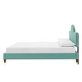 thumbnail image 4 of Platform Bed Frame, Full Size, Blue, Velvet, Modern Contemporary, Bedroom Master Guest Suite Room, 4 of 10