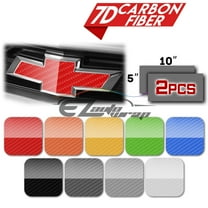 2Pcs 5"x10" Chevy Emblem Bowtie 7D Carbon Fiber Black High Gloss Vinyl Wrap Sticker Decal Film Sheet