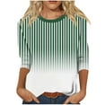thumbnail image 2 of LEBONYARD Womens Tops 3/4 Sleeve Round neck,3/4 Sleeve Womens Tops,Women's Fashion Printed T-shirt 3/4 Sleeves Blouse Round Neck Casual Tops Green XXXL, 2 of 5