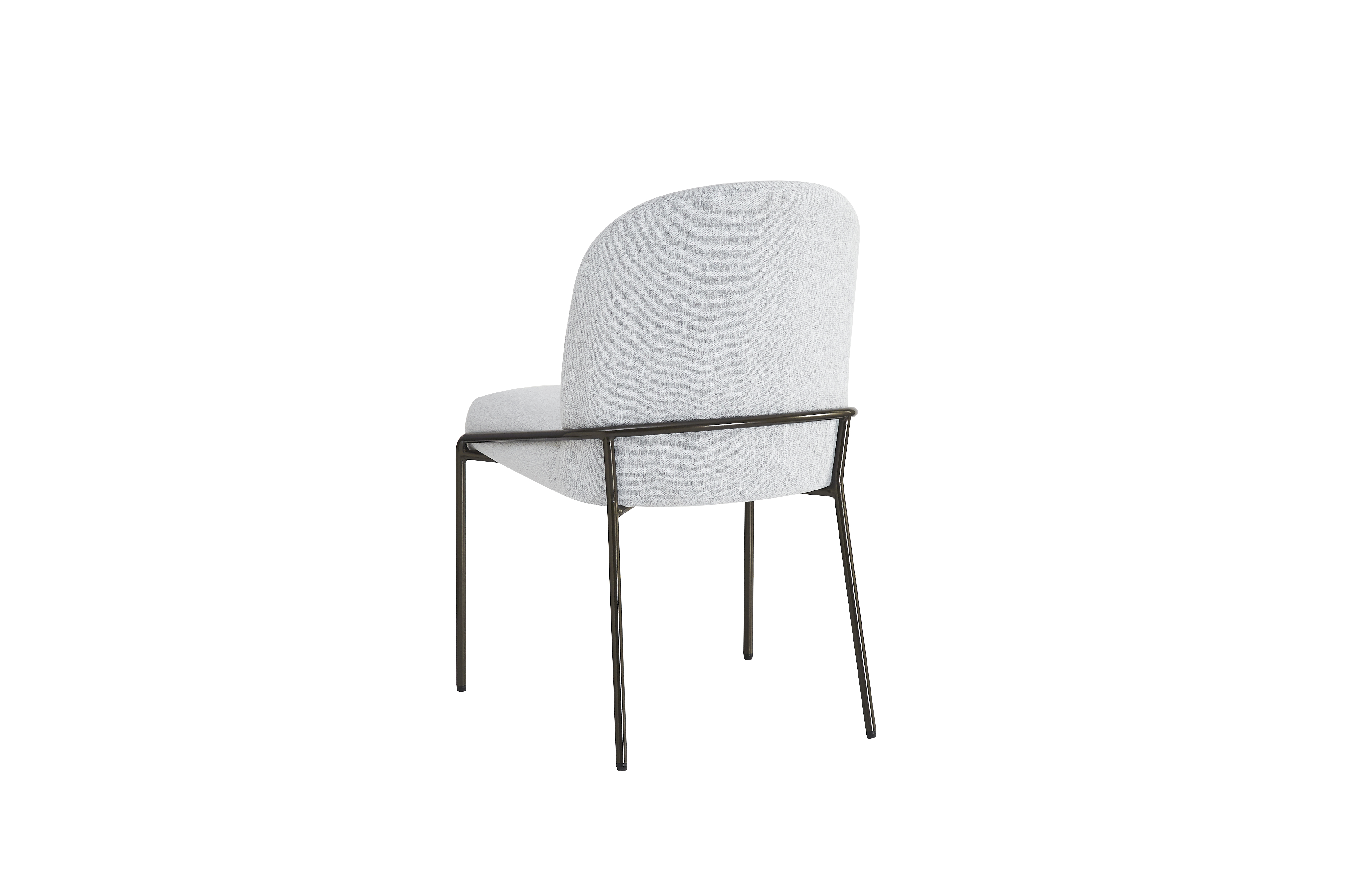 Euroco Upholstered Dining Chairs Set of 2, Mid Century Modern Kitchen Chairs with Cushion Seat and Iron Frame, Side Chairs for Home Office, Living Room, Dining Room,Light Grey