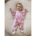 thumbnail image 5 of BemeyourBBs Girl Plaid Romper Long Sleeve Doll Collar Letter Embroidery Jumpsuit, 5 of 9