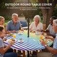 thumbnail image 3 of Round Outdoor Tablecloth with Umbrella Hole and Zipper, Thin Rainbow Striped Tablecloth with Elastic Waterproof, Farmhouse Modern Stripes Patio Table Covers for 55" - 60" Picnic Pool Tables, 3 of 9