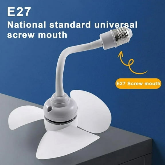 Screw in Socket Fan Compact Ceiling Cooler Cooling Quiet Small Tabletop for Bedroom Kitchen Study