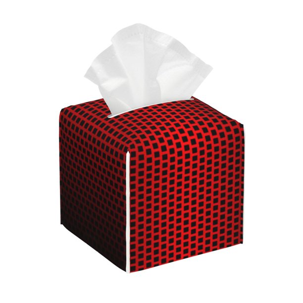 Balery Red Geometric Porta Pañuelos de Cuero con Estampado – Funda Moderna Cuadrada para Caja de Pañuelos, Dispensador 5x5x5''