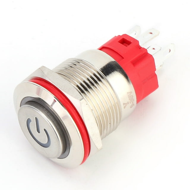 Latching Push Button, Self Locking Momentary Push Button 1NO 1NC For Car For Computer For Home Appliance For CNC Ring Power Lamp High Head Self-locking
