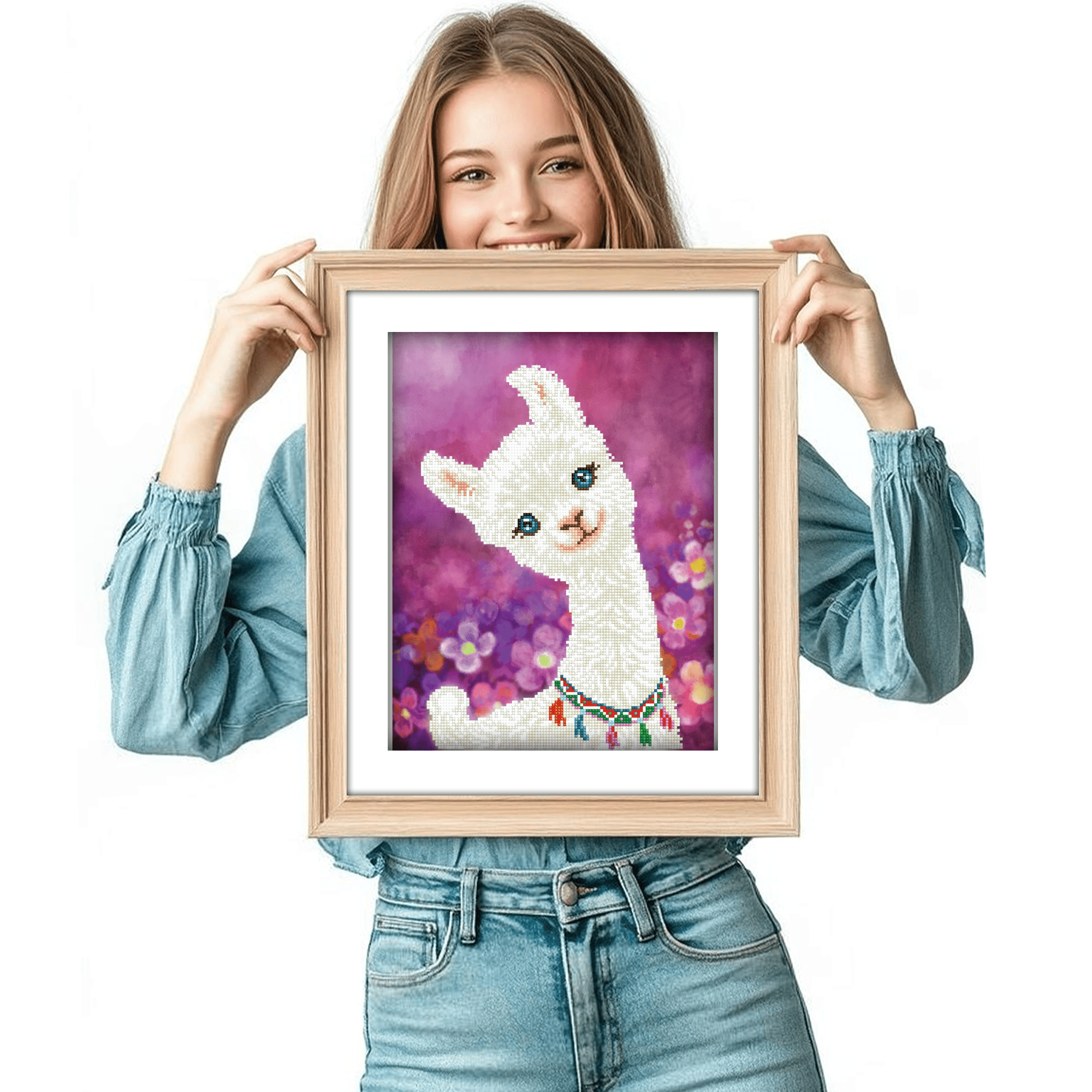 Diamond Dotz Lulu Llama with Frame Animal  Diamond Painting Kits for Adults - Diamond Art Kits a Relaxing Creative Craft Kit with Dotz Gems 12.6"x16.5"