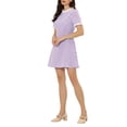 thumbnail image 4 of INSPIRE CHIC Robe Vintage à Manches Courtes pour Femme, Col à Volants, Panneaux Contrastants, S Violet, 4 of 6