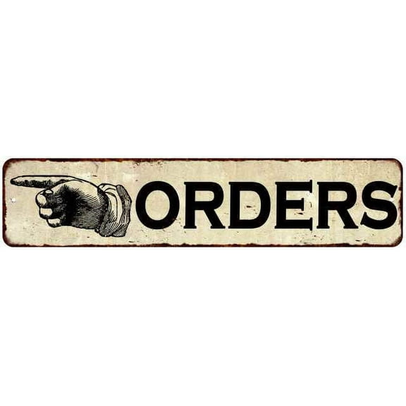 Orders Right Hand Pointer Distressed Metal Sign Chic Décor 4x18 204180006006