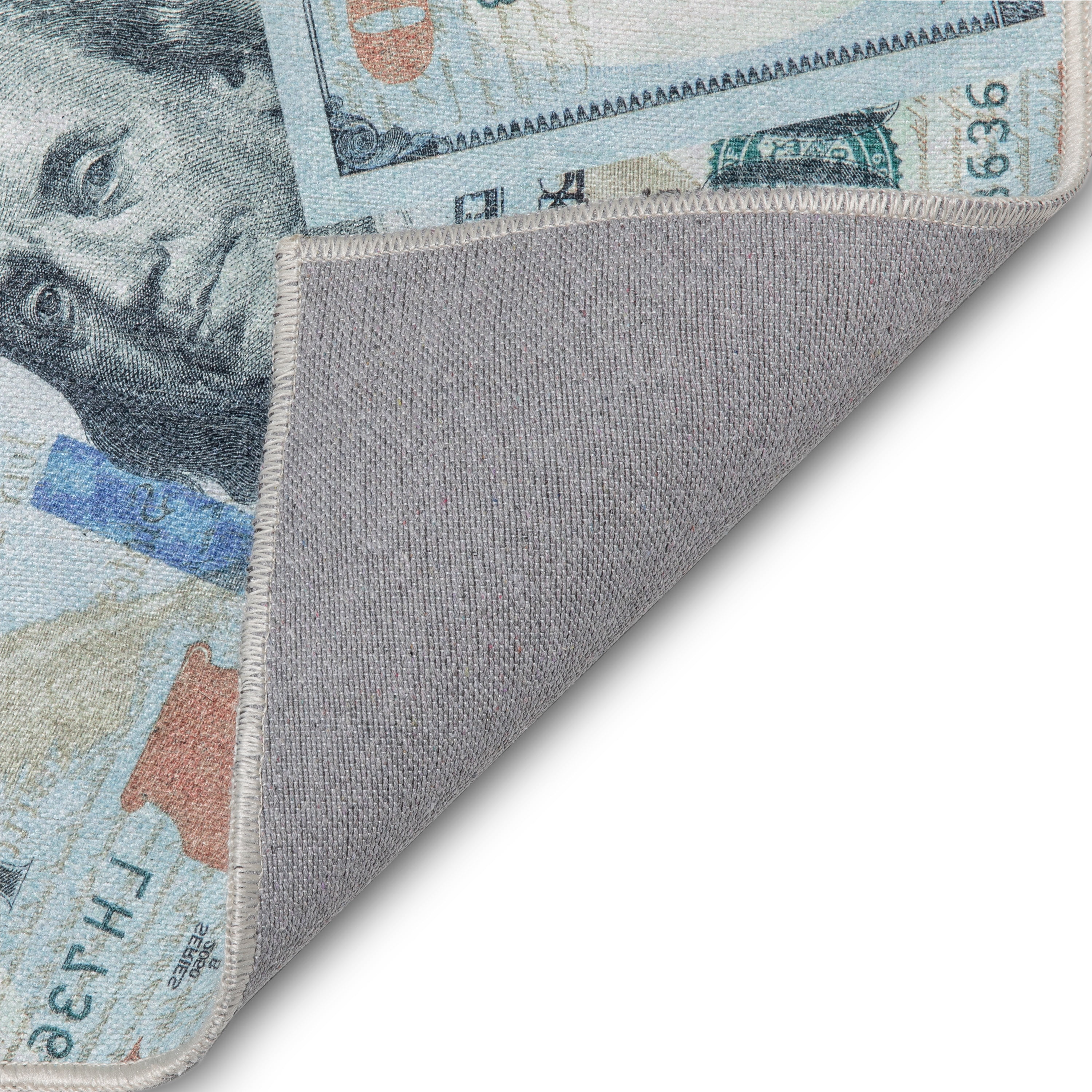 Well Woven Money Dollar Front Novelty Novelty Green Blue 9'10" x 13' Area Rug