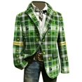thumbnail image 5 of IWRICH St. Patrick's Day Corduroy Blazer Formen Shamrock Jackets 3D Splicing Printed Colorblock Button Loose Work Sport Coat with Pocket 13-Green L, 5 of 5