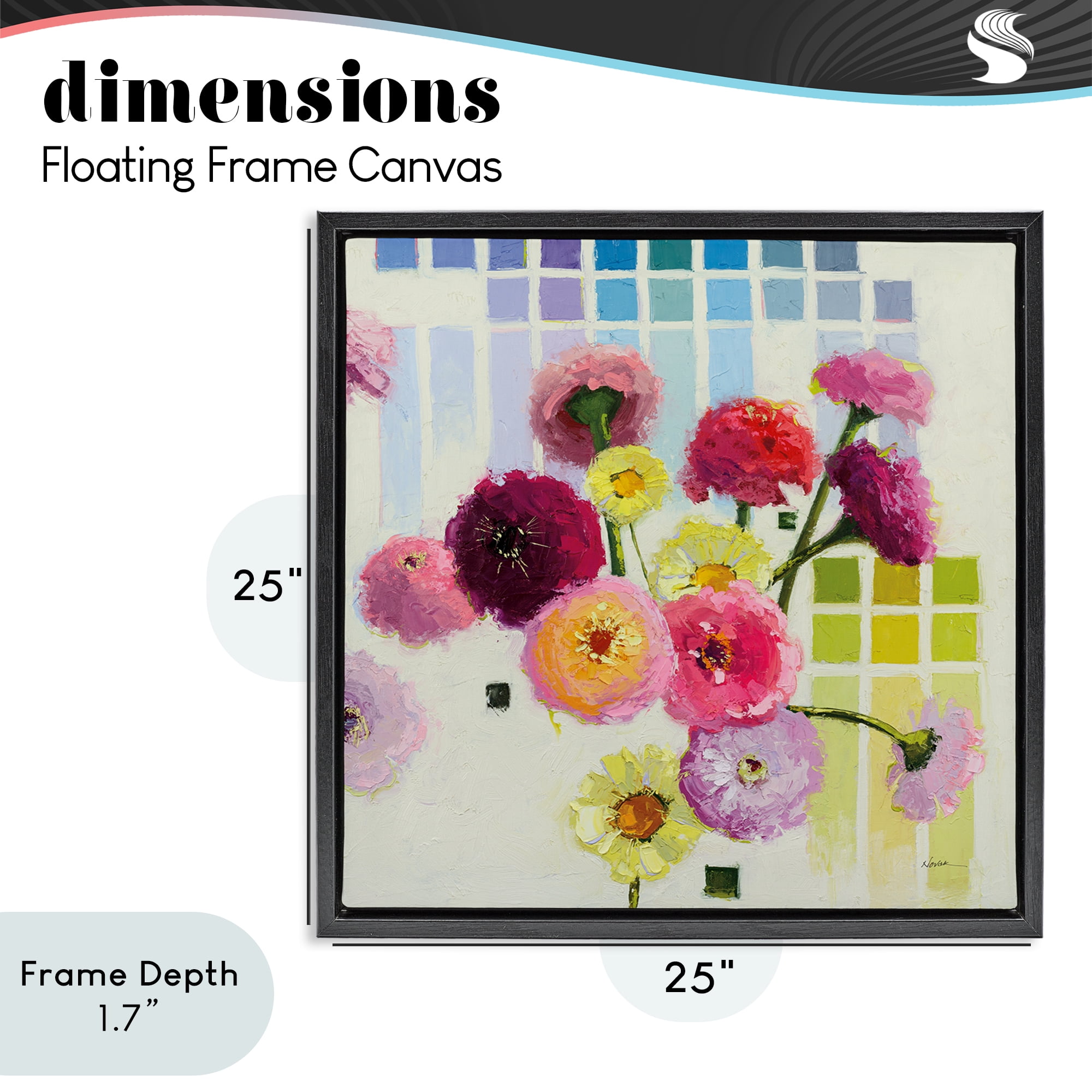 Stupell Industries Color Chart Pastel Bloom Study Black Framed Floater Canvas Wall Art, design by Shirley Novak