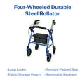 thumbnail image 3 of McKesson Rollator Walker for Seniors with Seat, Wheels - Blue, 300 lbs Capacity, 1 Ct, 3 of 12