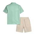 thumbnail image 6 of LWavelet Men's Breathable Mesh Button Down Shirt and Drawstring Shorts Set Casual Summer Outfit Light Green XL, 6 of 6