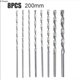 thumbnail image 1 of 8pcs 200mm Brocas extra largas HSS Juego de brocas de vástago recto Herramientas de perforación de metal de madera esquí esquí Gafas de esquí, 1 of 5