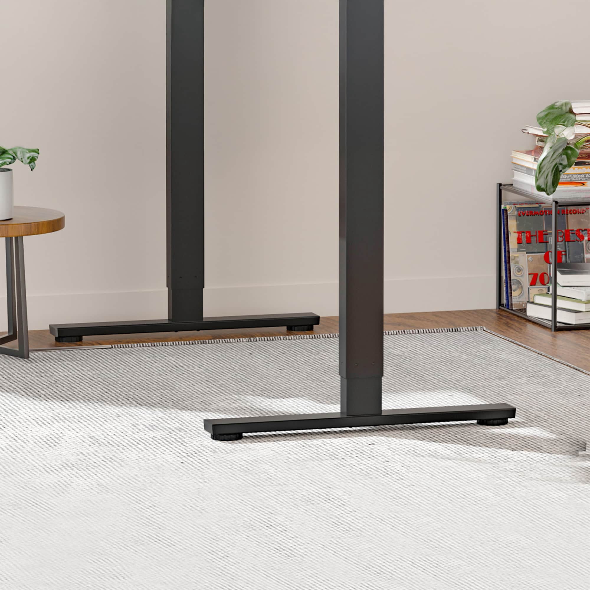 MAYEERTY Electric Standing Desk Whole Piece Adjustable Height Desk for Home Office, Sit-Stand Computer Workstation, Black Frame + Black Top
