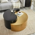 thumbnail image 4 of Galaxy Home Ying Yang Modern Iron Sheet Frame Round Coffee Table in Black/Gold, 4 of 8