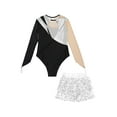 thumbnail image 6 of TiaoBug Kids Girls Sparkle Long Sleeve Dance Leotard with Sequin Tutu Skirt Set for Figure Skating Costume Silver 16, 6 of 7