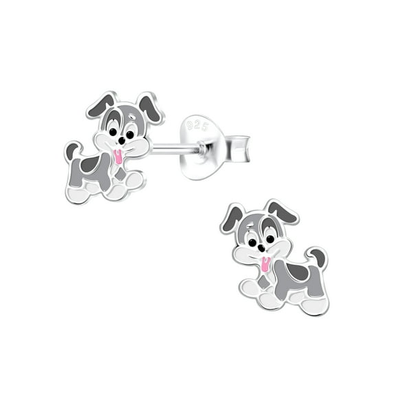 925 Sterling Silver Dog Stud Earrings