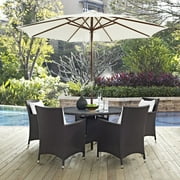 Modway Convene 7 Piece Outdoor Patio Dining Set in Espresso White