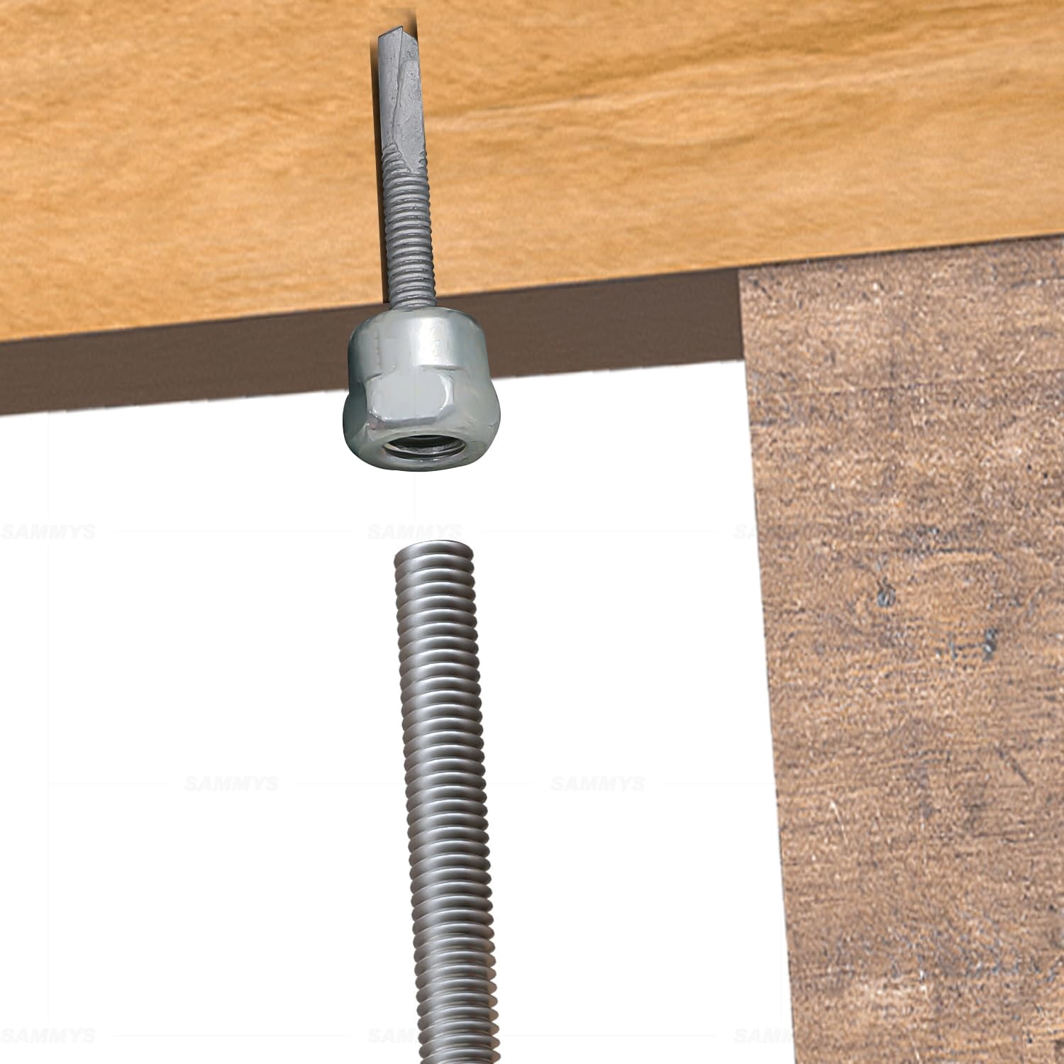 Everflow Sammys 8038957-25 DSTR 1 3/8 Inch Screw Vertical Threaded Rod Anchor Designed for Steel Structure, Steel with Electro-Zinc, Corrosion Resistance, 1/4-20 x 1 Inch Screw Length - (Pack of 25)