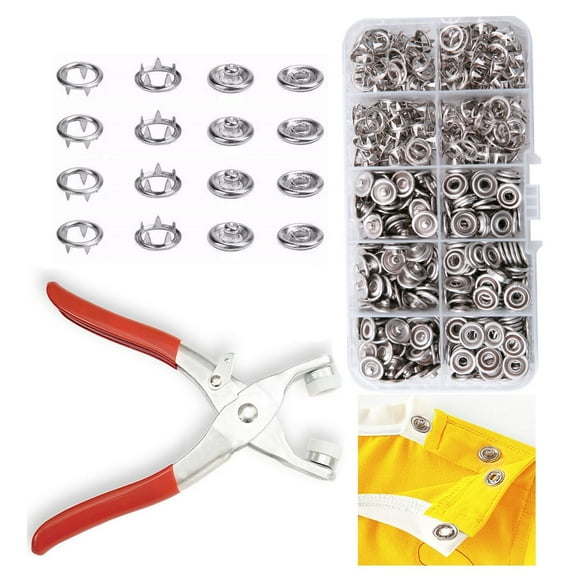 100 Sets Metal Snaps Buttons with Fastener Pliers Press Tool Kit for DIY Crafts